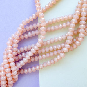 8mm Rosewater Pink Faceted Crystal Rondelle Strand