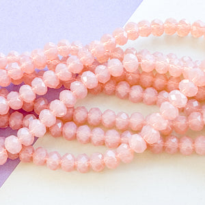 8mm Rosewater Pink Faceted Crystal Rondelle Strand