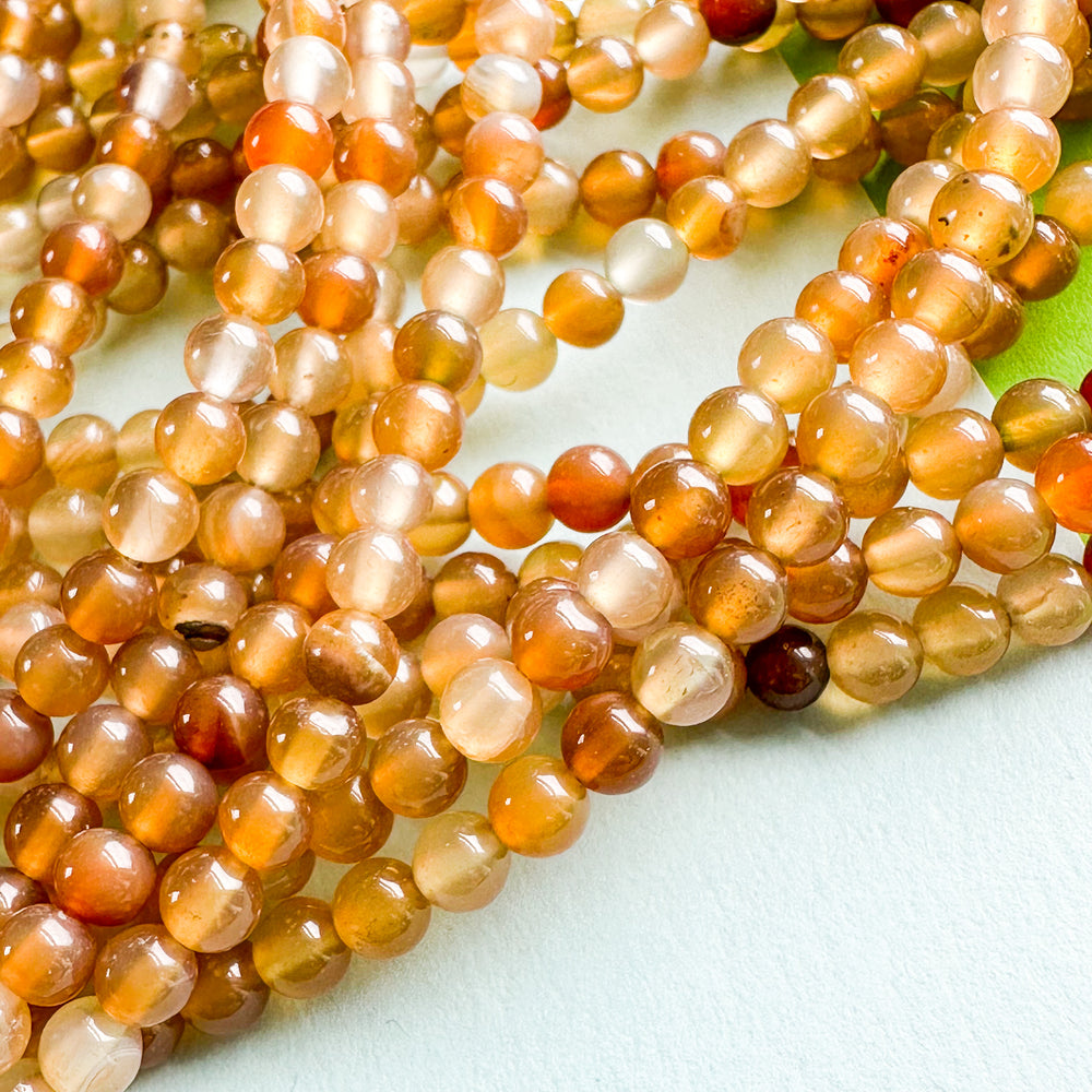 4mm Caramel Cay Round Agate Strand