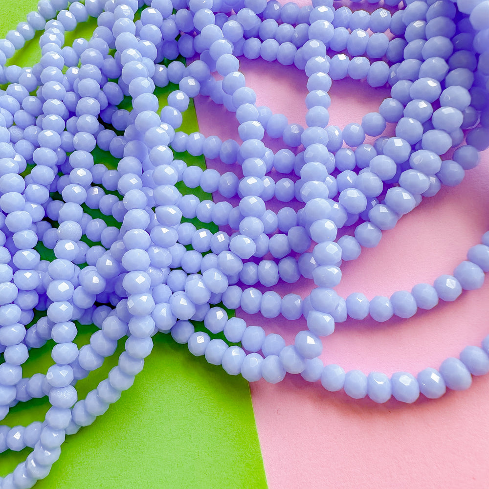 4mm Periwinkle Blue Faceted Crystal Rondelle Strand