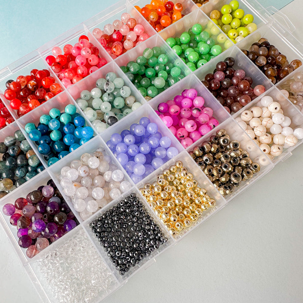 6mm Rainbow Round Stone Mix Bead Box Set 700 pieces+