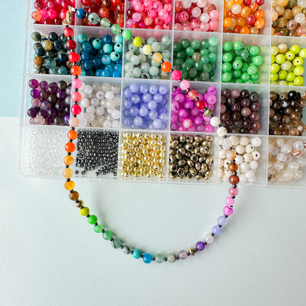 6mm Rainbow Round Stone Mix Bead Box Set 700 pieces+