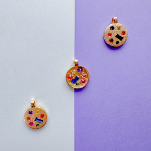 16mm Matte Gold Pave Multi Stone Coin Charm