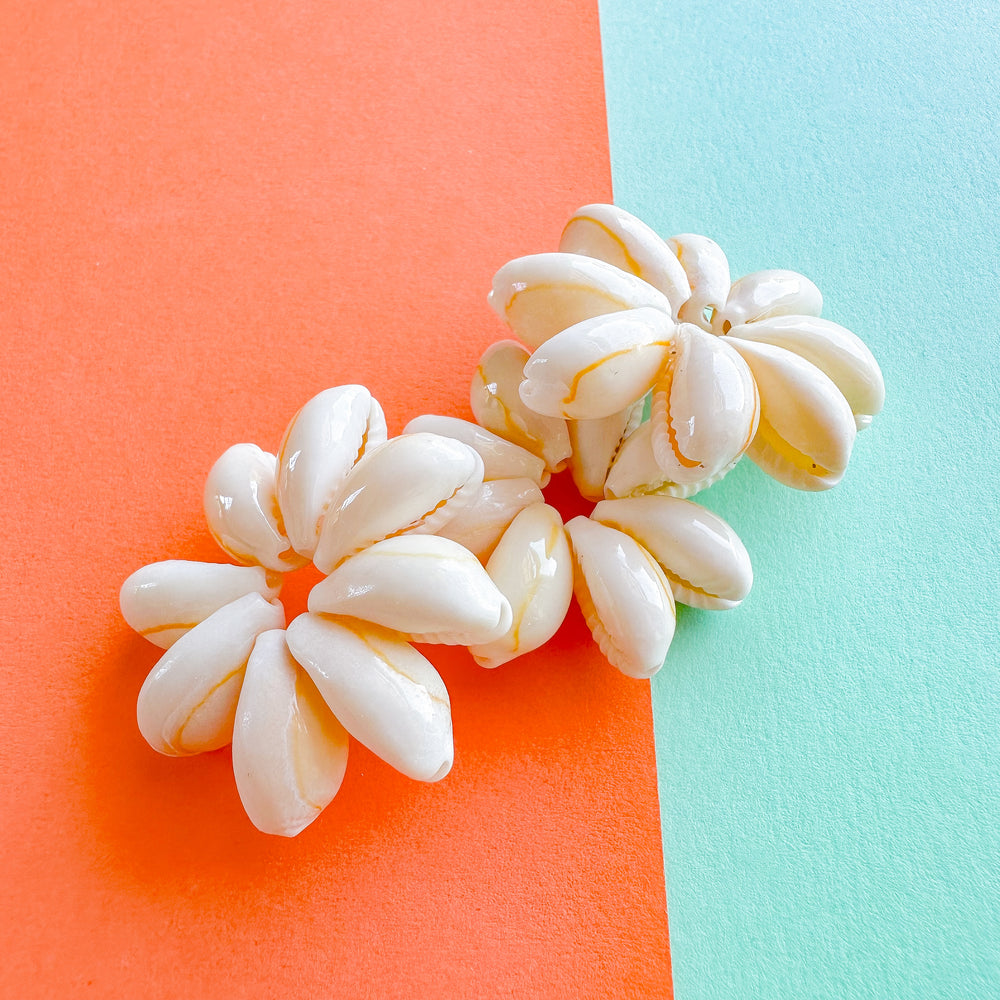 32mm Mini Cowrie Shell Beaded Flower