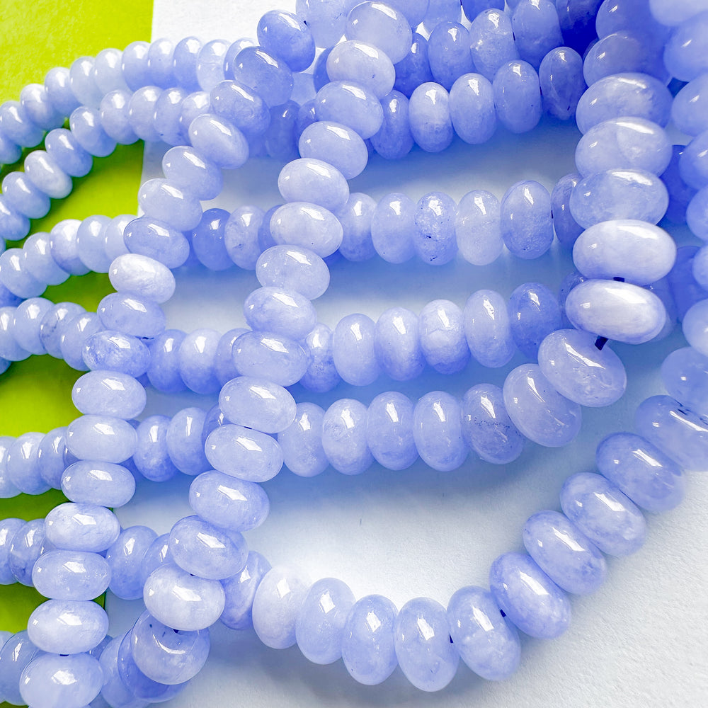 8mm Periwinkle Smooth Dyed Jade Rondelle Strand