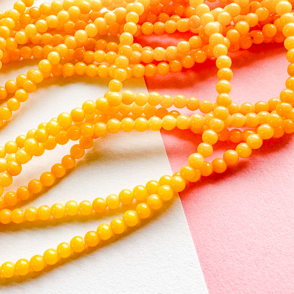 3mm Yellow Dyed Jade Rounds Strand