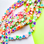 10mm Pastel Rainbow Heart Polymer Clay Strand