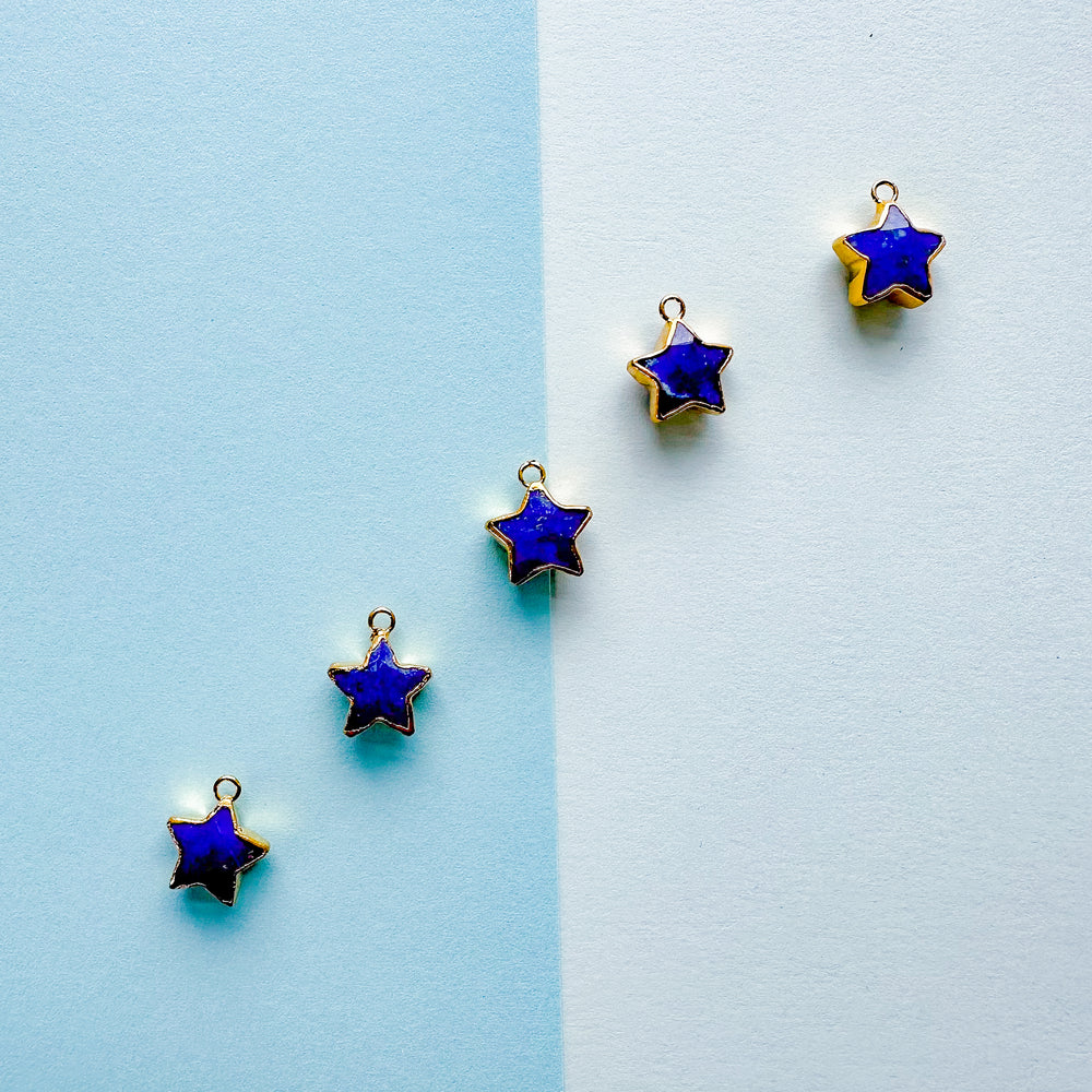 10mm Delicate Gold Vermeil Blue Lapis Star Charm