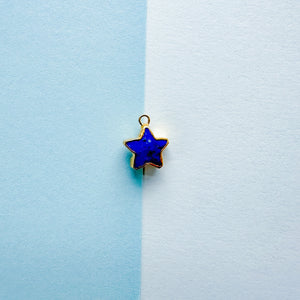 10mm Delicate Gold Vermeil Blue Lapis Star Charm