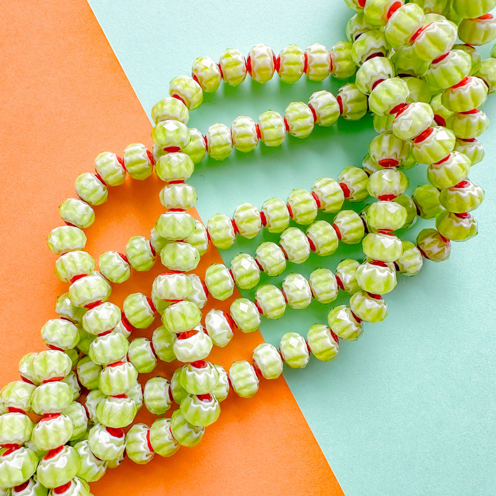 12mm Cherry Limeade Cut Crystal Rondelle Strand