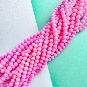 6mm Bubblegum Pink Dyed Calcite Round Strand