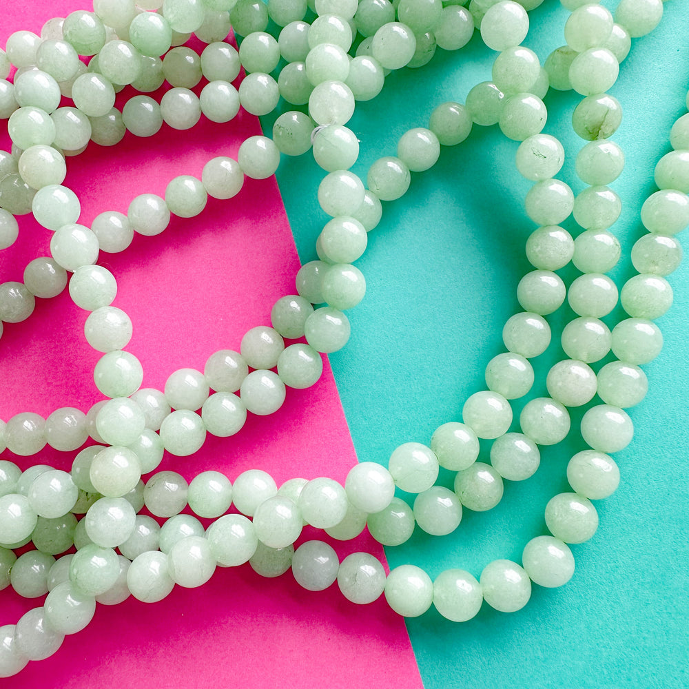 10mm Aqua Green Dyed Calcite Round Strand