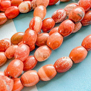 8mm Red Jasper Stone Barrel Bead Strand