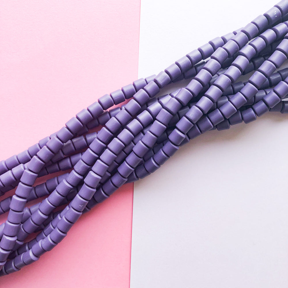 6mm Eggplant Polymer Clay Barrel Strand