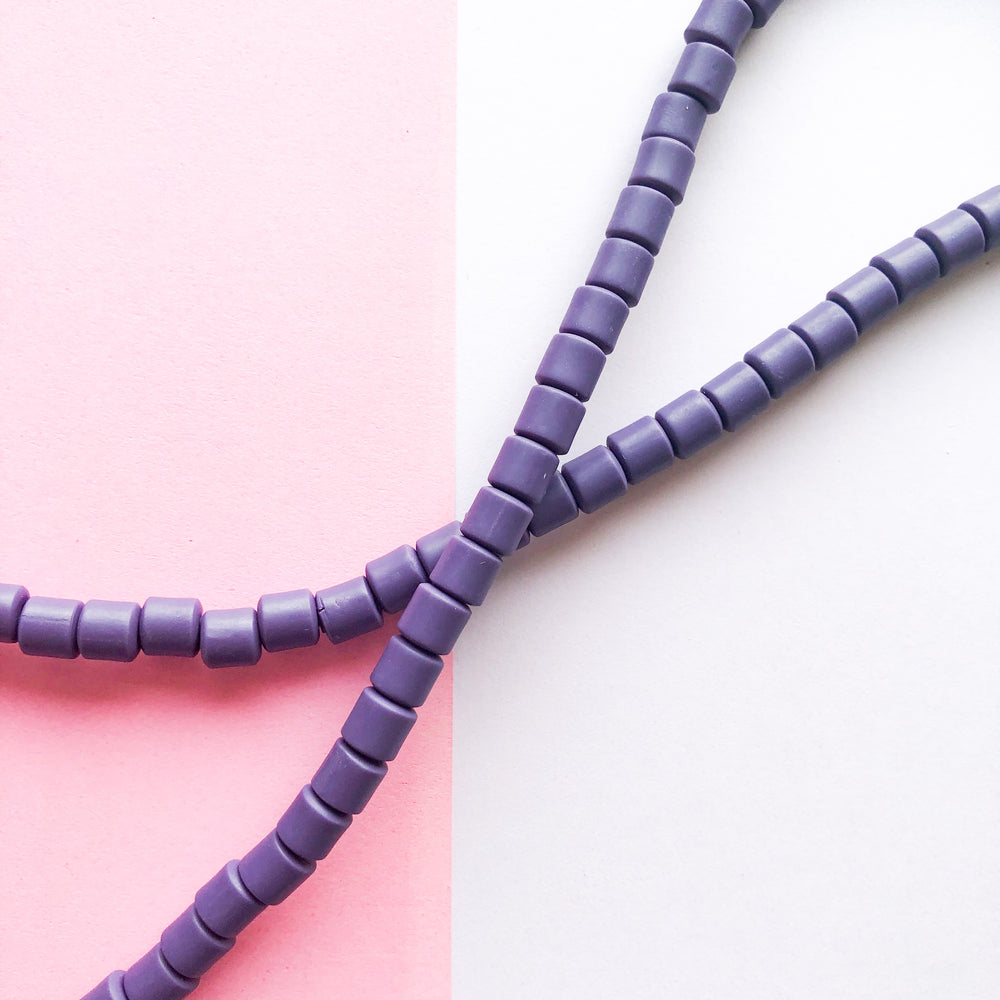 6mm Eggplant Polymer Clay Barrel Strand