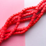 6mm Red Polymer Clay Barrel Strand