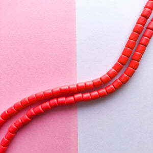 6mm Red Polymer Clay Barrel Strand