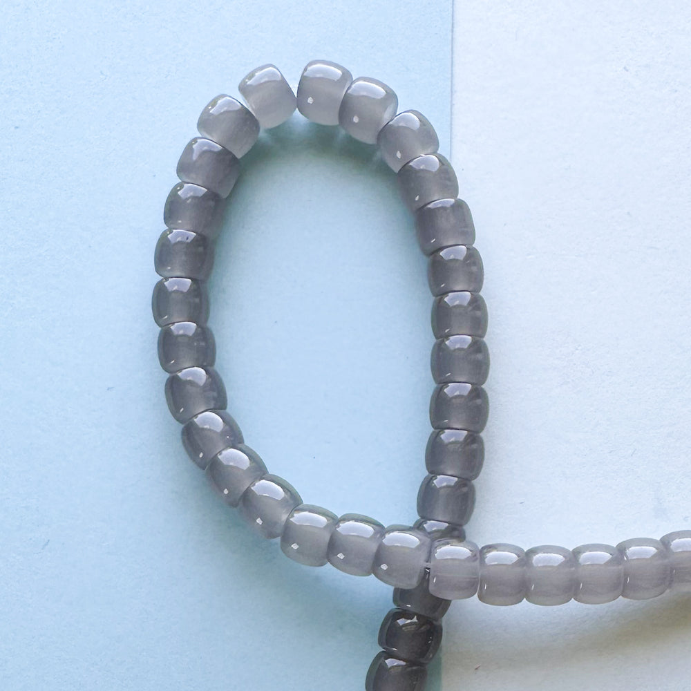 8mm Translucent Gray Glass Roller Strand