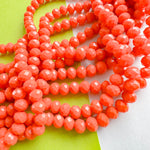 8mm Deep Orange Faceted Crystal Rondelle Strand