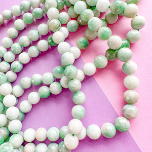 10mm Two-Tone Green Dyed Jade Faceted Round Strand