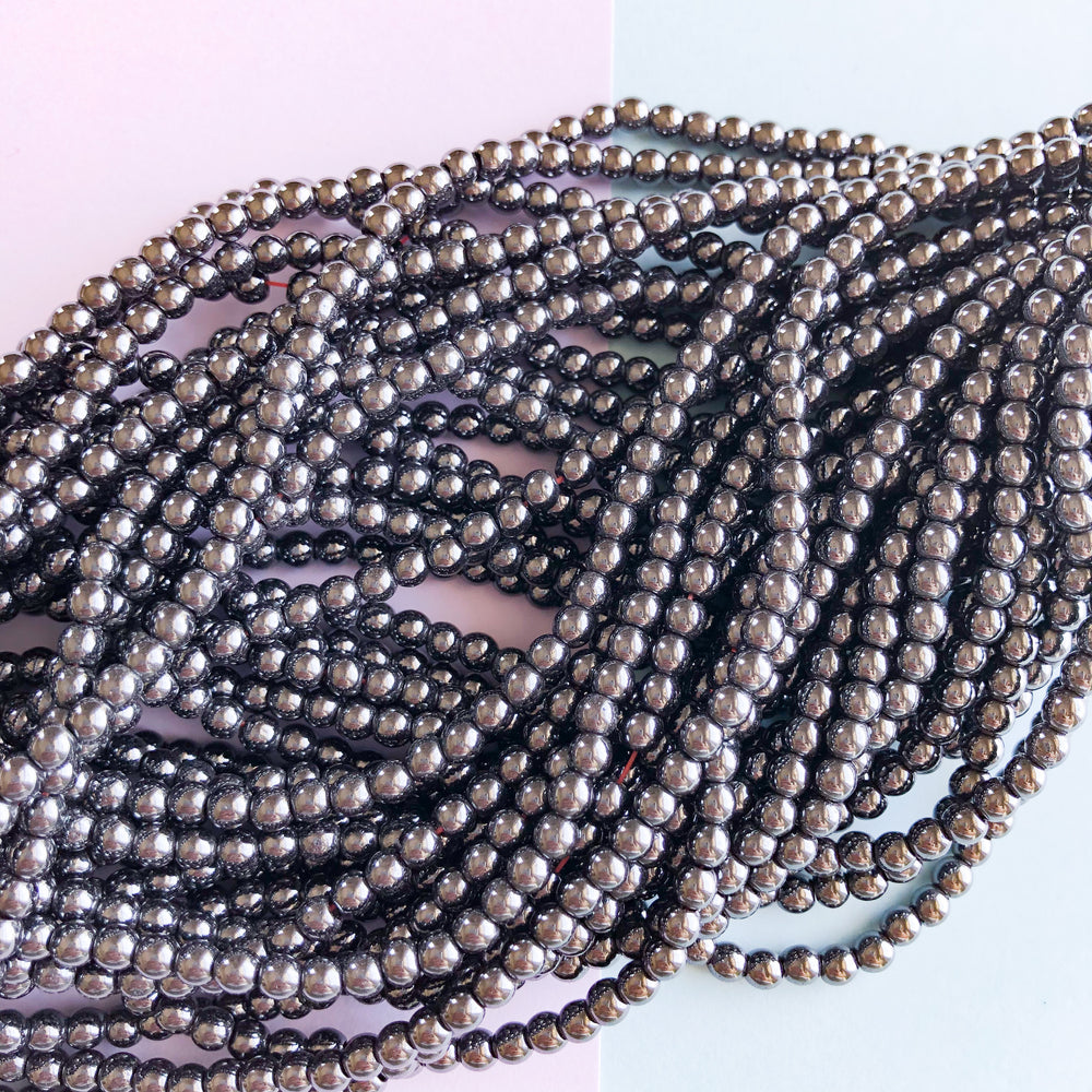 4mm Hematite Rounds Strand