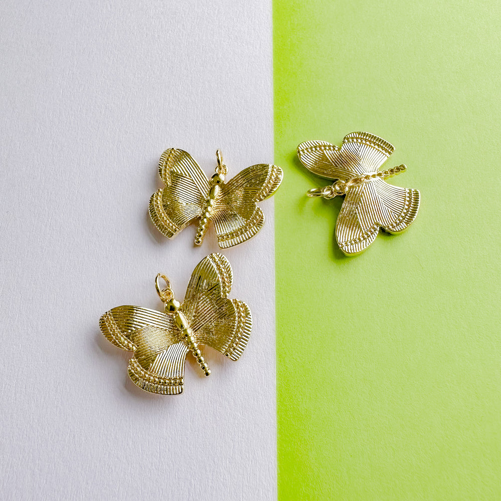 25mm Gold Plated Butterfly Charm