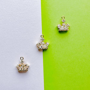 12mm Gold Plated Pave Crown Charm