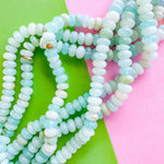 7mm Smooth Light Blue Dyed Opal Rondelle Strand