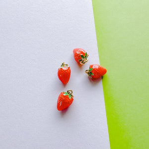 12mm Gold Plated Enamel Strawberry Charm