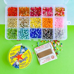 4mm Rainbow Round Stone + Crystal Mix Bead Box Set 1000 pieces+