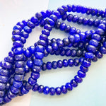 8mm Cobalt Dyed Jade Faceted Rondelle Strand