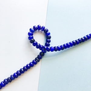 8mm Cobalt Dyed Jade Faceted Rondelle Strand