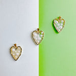 25mm Gold Floating Pearl Heart Charm