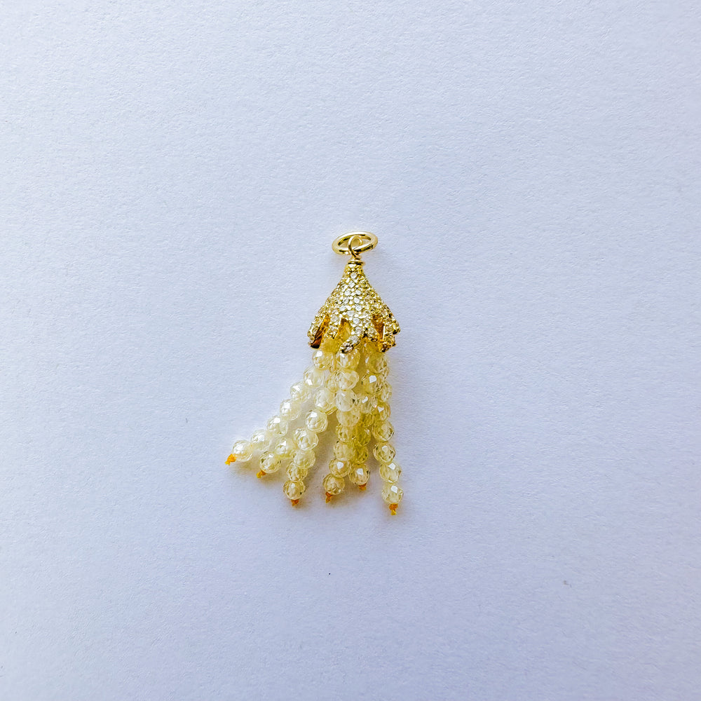 32mm Faceted Zircon & Pave Mini Tassel Charm