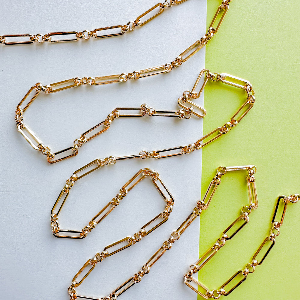 14mm Shiny Gold Decorative Paperclip Chain