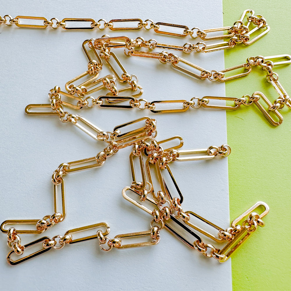 14mm Shiny Gold Decorative Paperclip Chain