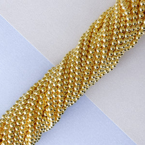 3mm Gold Hematite Rounds Strand