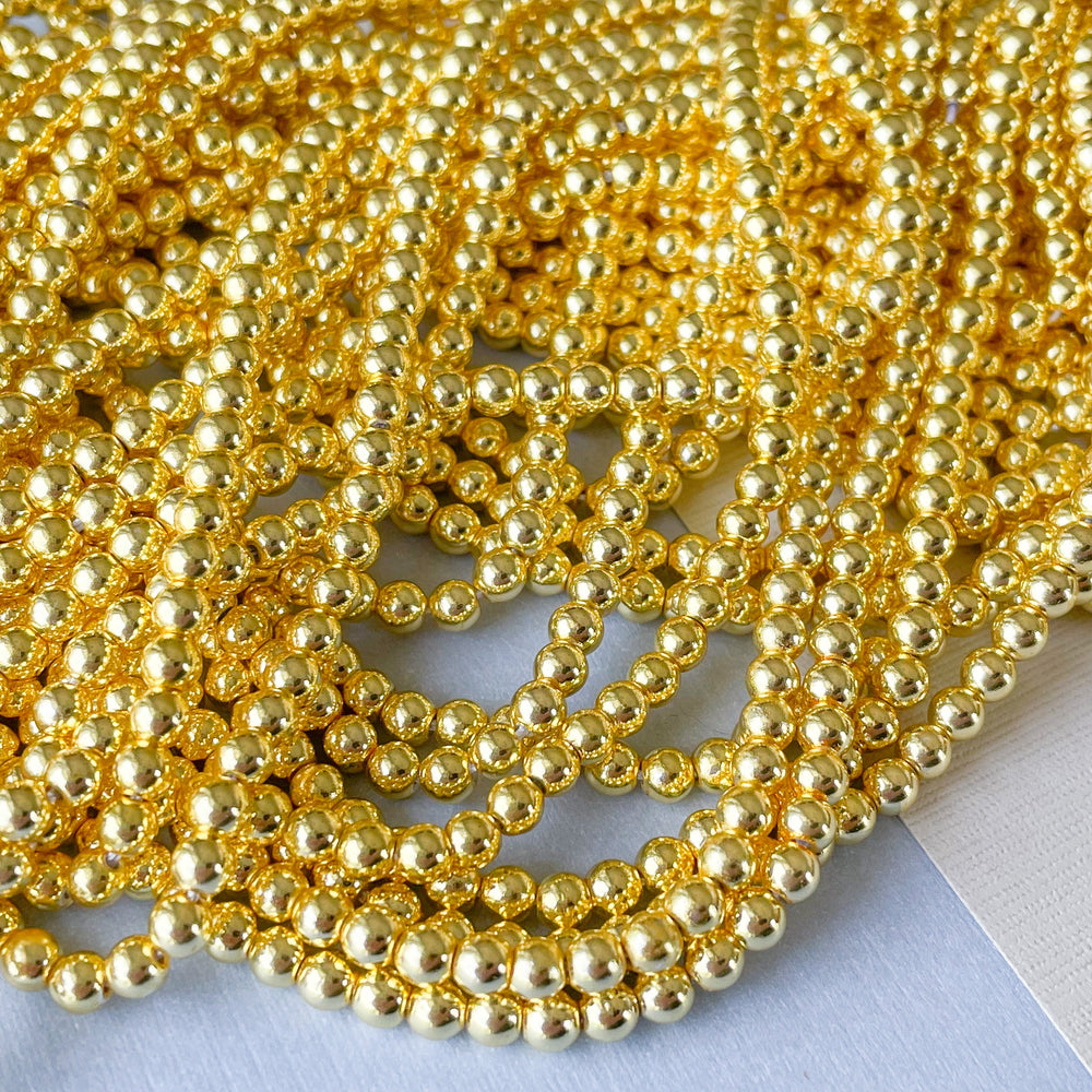 3mm Gold Hematite Rounds Strand