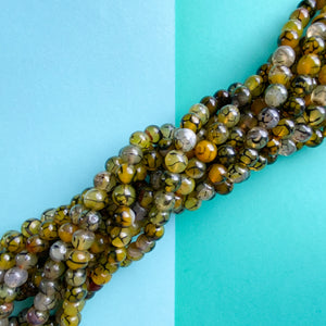 10mm Kelp Crackle Agate Rounds Strand