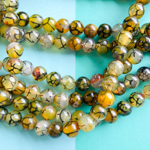 10mm Kelp Crackle Agate Rounds Strand