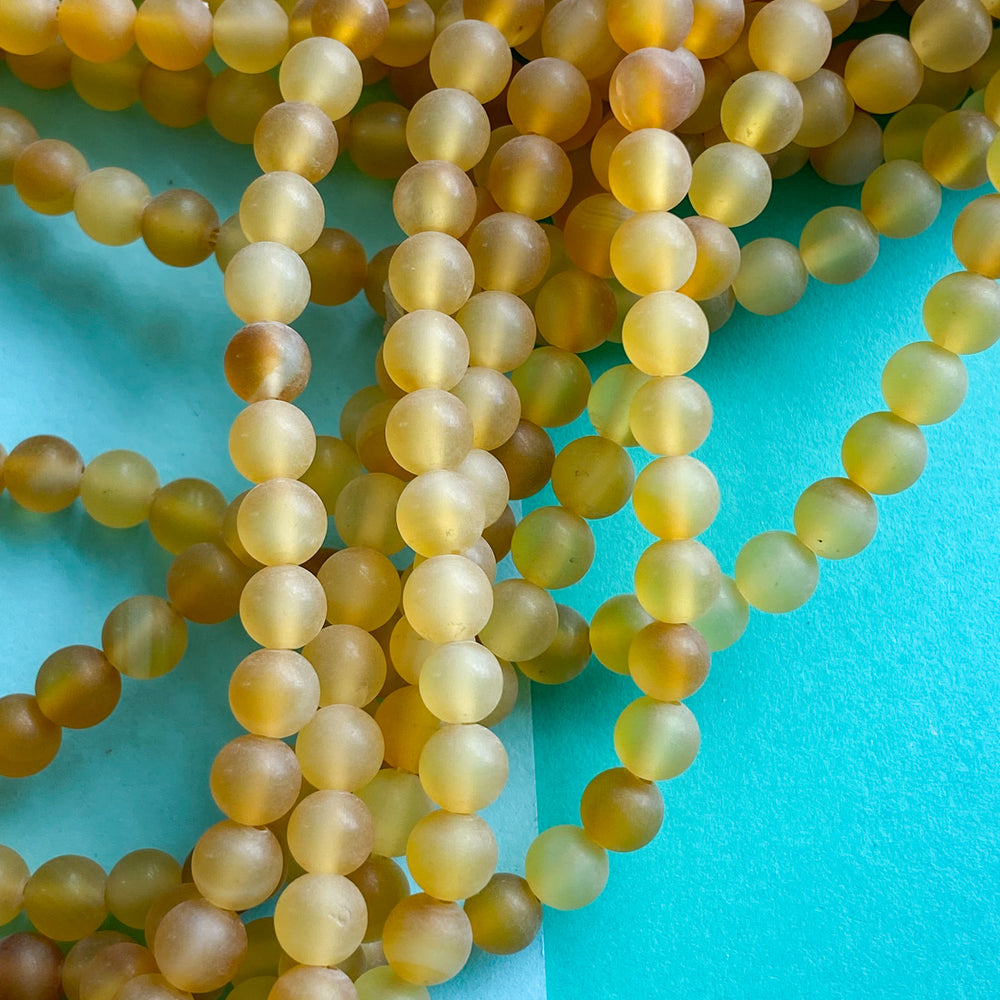 6mm Matte Honey Agate Round Strand