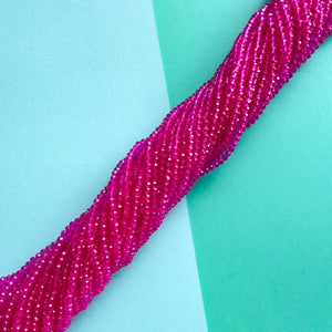 3mm Hot Pink Faceted Coated Chinese Crystal Rondelles Strand