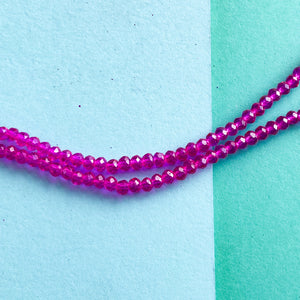 3mm Hot Pink Faceted Coated Chinese Crystal Rondelles Strand