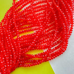 4mm Translucent Red Faceted Crystal Rondelle Strand