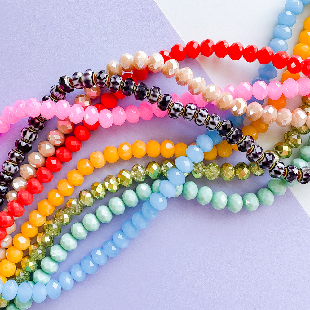 8mm Faceted Crystal Rondelle Rainbow Megawatt 8 Strand Bundle