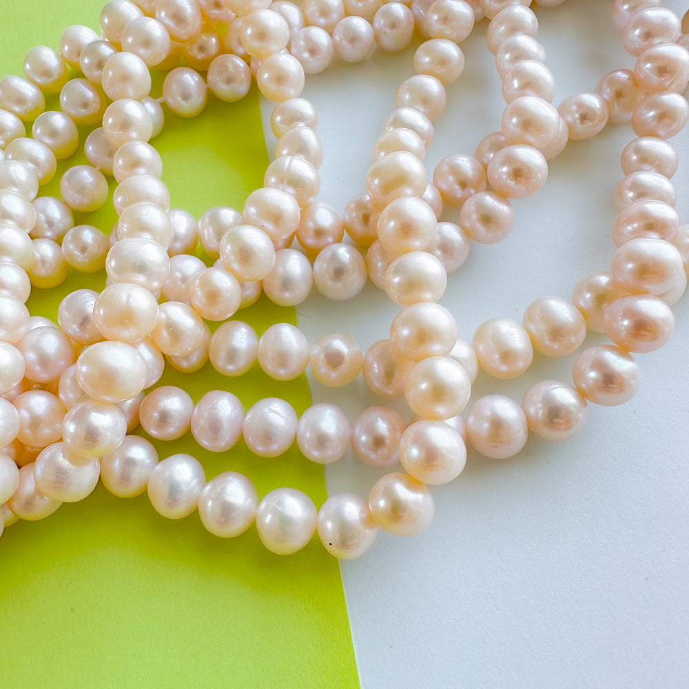 8mm Warm Tone Freshwater Pearl Round Strand