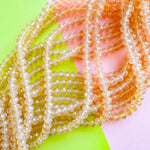 8mm Translucent Peach Tea Faceted Crystal Rondelle Strand