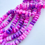 9mm Bright Purple Dyed Opal Carved Melon Strand