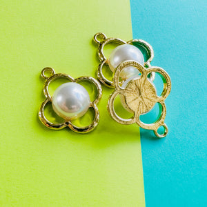 26mm Gold Pearlized Quatrefoil Charm - 2 Pack