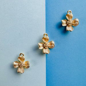 16mm Satin Gold Dogwood Flower Charm